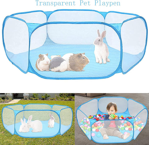 Hamster Foldable Exercise Playpen, Breathable and Transparent Pet Playpen, Indoor/Outdoor Cage Small Animal Fence for Syrian Hamster Rats Chinchil...